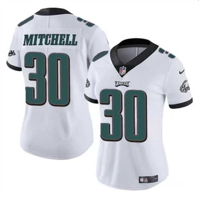 Womens Philadelphia Eagles #30 Quinyon Mitchell White 2024 Draft Vapor Untouchable Limited Stitched Jersey Dzhi